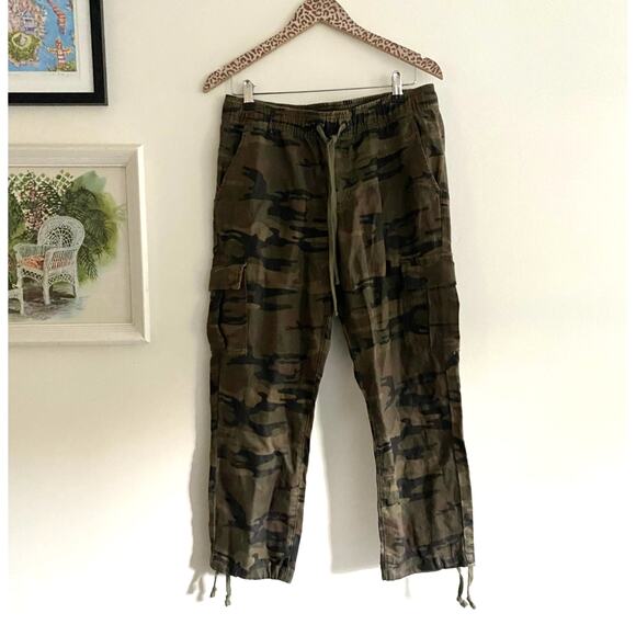 SANCTUARY X Anthropologie Discoverer Linen Camo Cargo Pants Size Medium - Picture 4 of 11
